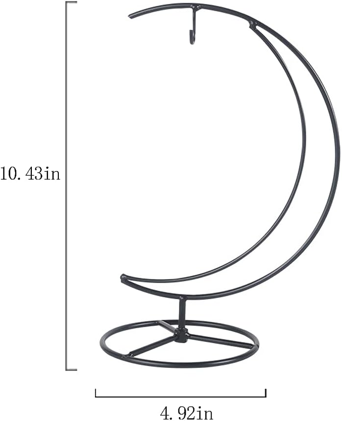 MDNODEQ Ornament Display Stand Air Plant Stand Iron Hanging Stand Flower Pot Stand Rack Holder for Hanging Glass Globe Witch Ball Terrarium Christmas Ornament and Home Wedding Decoration(Black) (Moon) - Image 5